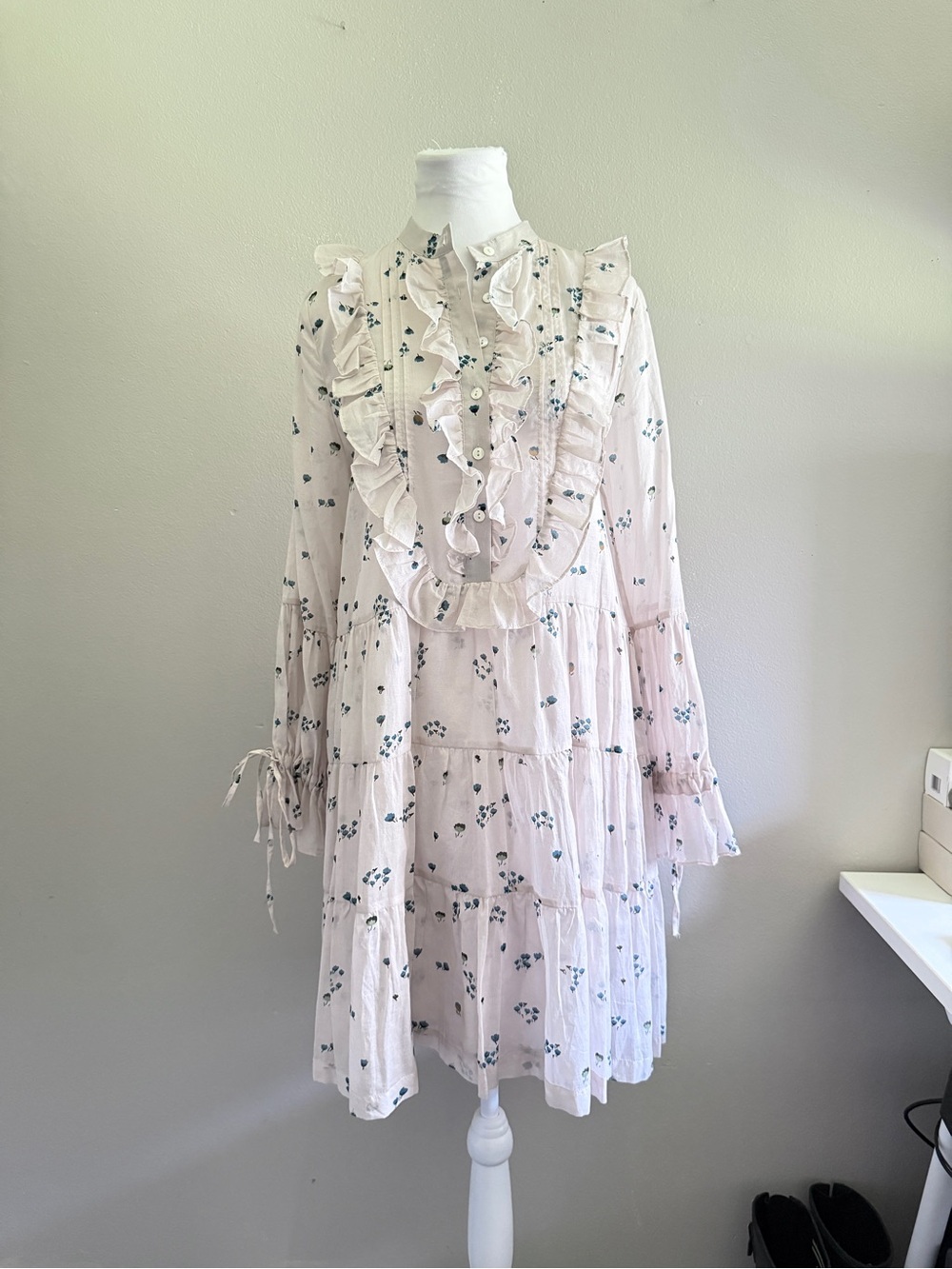 Warm Prairie Dress with ruffles Small